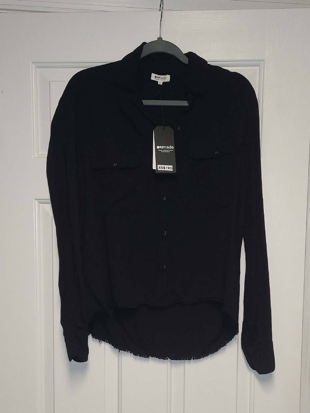 LA Made Black Button Up XS NWT